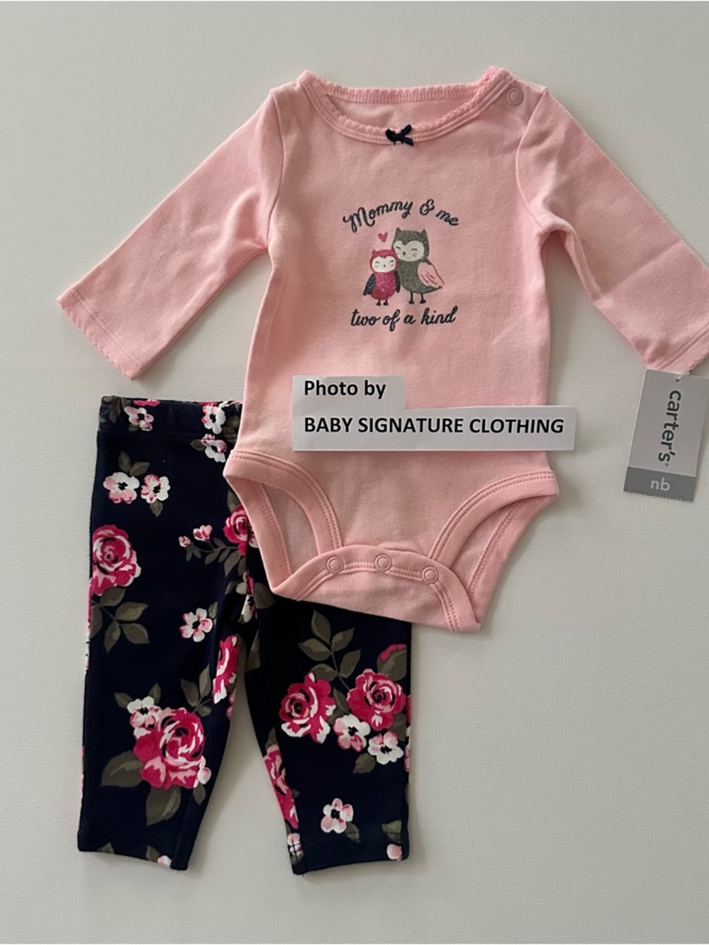 Carter’s Newborn Baby Girl Bodysuit & Floral Pants Set Clothes Owl Outfit NWT